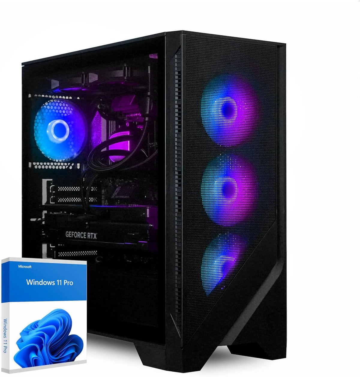 Streamer Gaming PC AMD Ryzen 7 5700X, GeForce RTX 5060 Ti 8GB, 16GB DDR4 RAM, 1TB SSD, Windows 11 Pro, WLAN, Gamer PC schwarz
