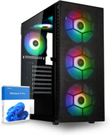 Gaming PC AMD Ryzen 5 5500, RTX3050 8GB - 500GB SSD,16GB RAM, Gamer PC mit 6x4.2 GHz, Spiele Computer schwarz mit RGB WLAN Zocker Rechner mit Windows 11 Pro