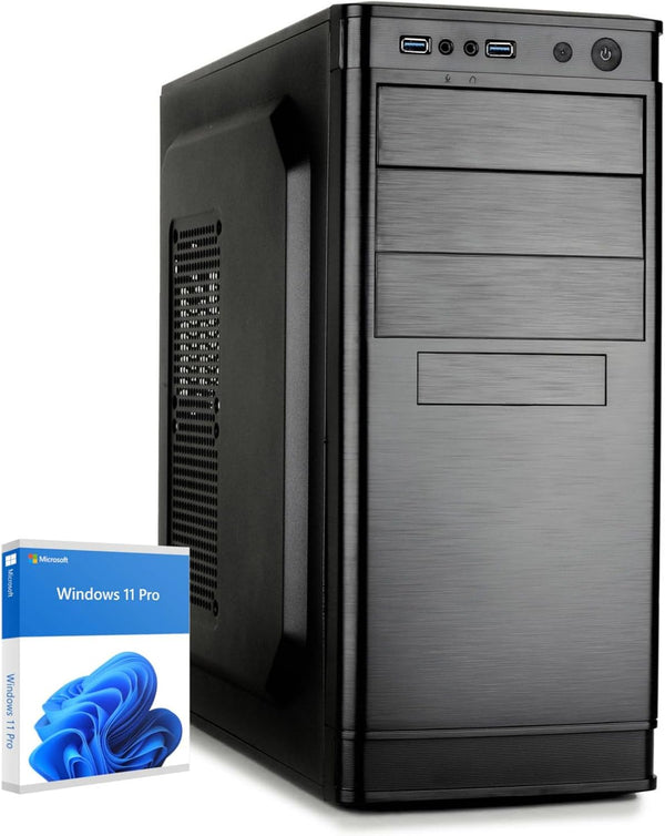Office PC AMD Ryzen 3 3200G, 16GB DDR4 RAM, 500GB M.2 SSD, Windows 11 Pro, WLAN, leiser Desktop Computer für Büro, Homeoffice, Schule & Alltag