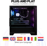Streamer Gaming PC AMD Ryzen 7 5700X, GeForce RTX 5060 Ti 8GB, 16GB DDR4 RAM, 1TB SSD, Windows 11 Pro, WLAN, Gamer PC schwarz