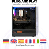 dcl24 Gaming PC Weiß, Intel Core i7-14700F, NVIDIA GeForce RTX 5060 Ti 8GB, 16GB DDR4, 1TB NVMe SSD, Windows 11 Pro, WLAN, Desktop Computer
